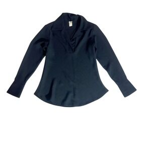 Vintage Y2K Peggy USA Black Collared Top Made‎ in USA Size S